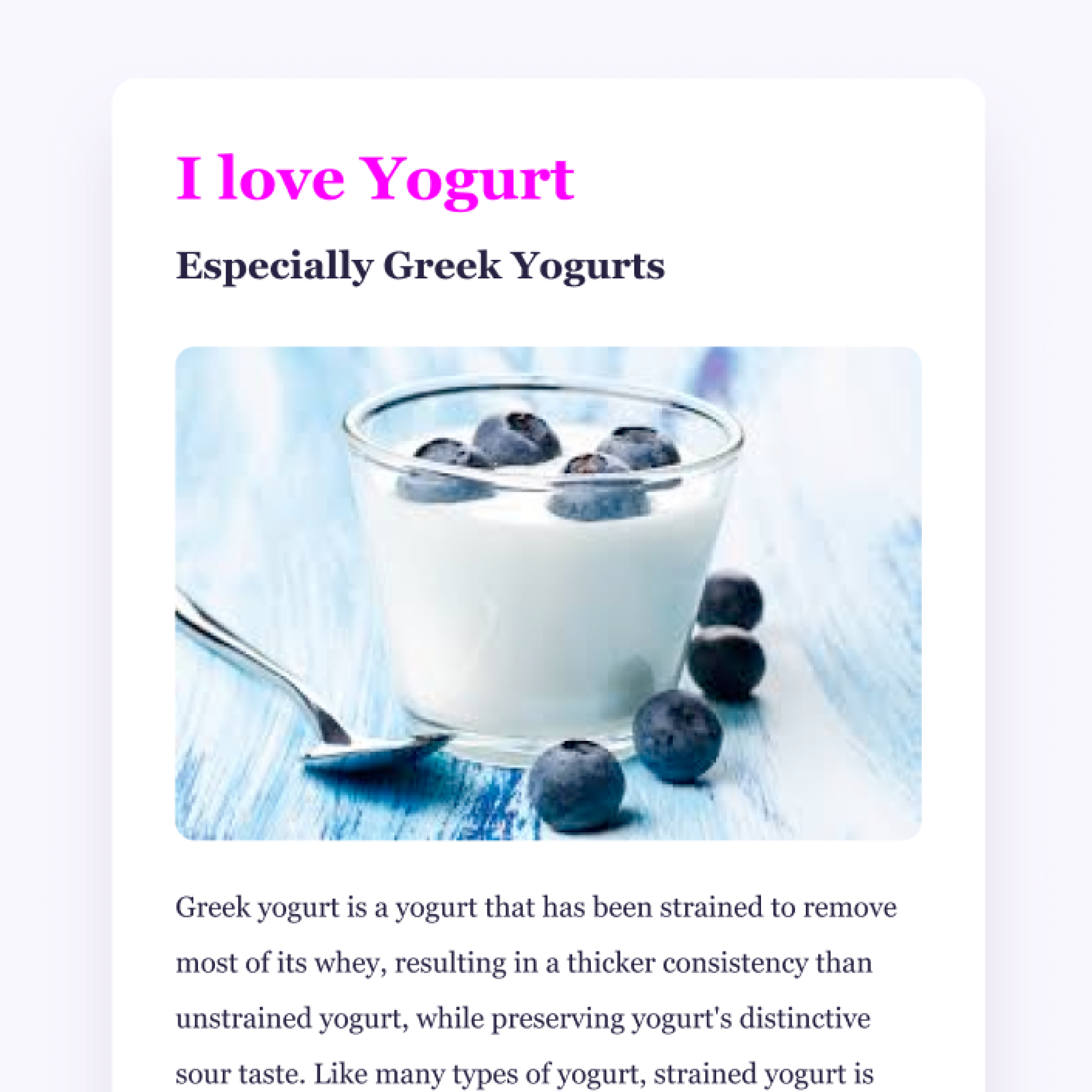 Yogurt website